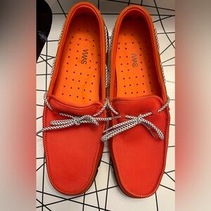 Swims Men’s braided lace loafers bright orange & white size 13